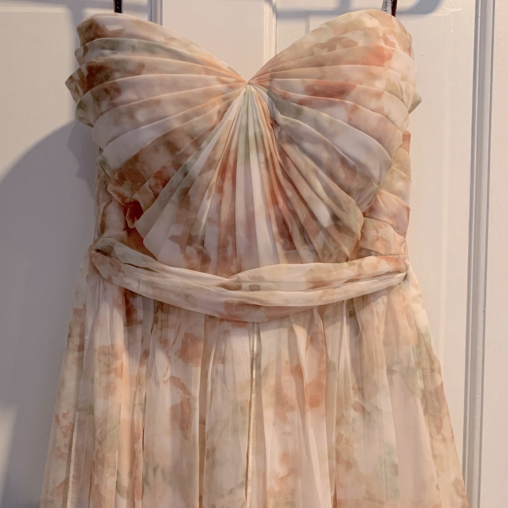 Jenny Yoo Nyla Chiffon Gown in Watercolor Garden Blush.